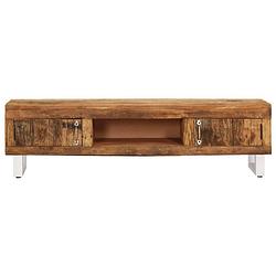 Foto van The living store tv-meubel retro - hout - 140x30x40 cm - massief gerecycled hout - 2 deuren - the living store