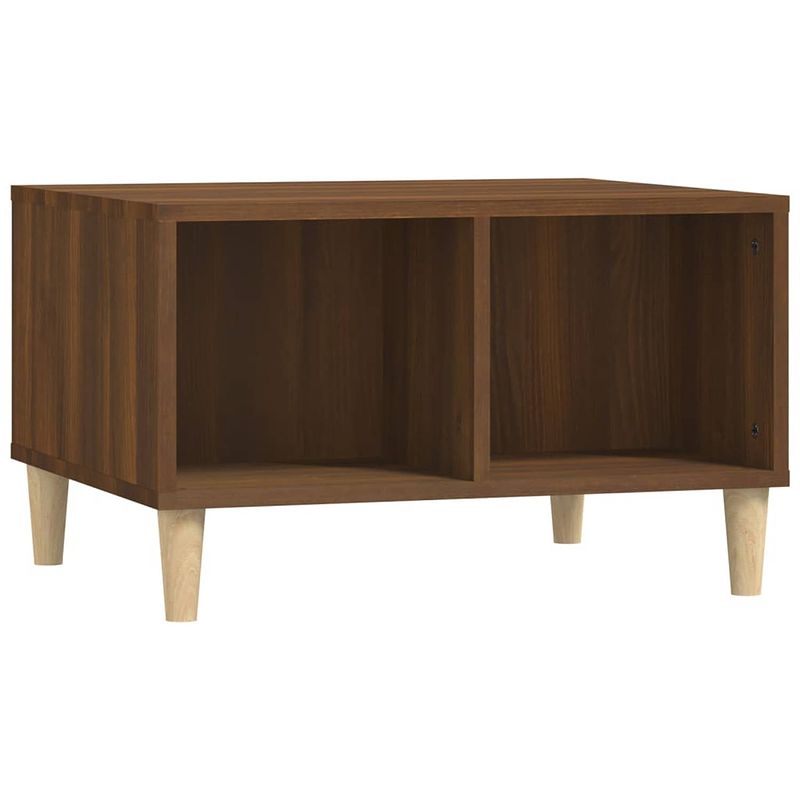 Foto van The living store salontafel - scandinavische stijl - duurzaam hout - ruime opbergruimte - bruineiken - 60x50x36.5cm