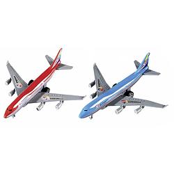 Foto van Set van 2x stuks speelgoed vliegtuigjes van 14 cm - speelgoed vliegtuigen