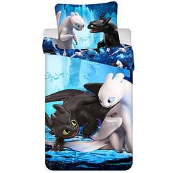 Foto van Hoe tem je een draak dekbedovertrek toothless & light fury - eenpersoons - 140 x 200 cm - polyester