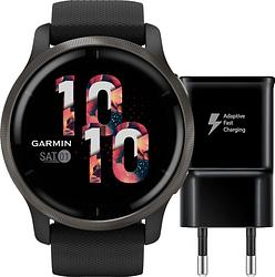 Foto van Garmin venu 2 zwart/zwart + samsung adaptive fast charging oplader met usb a poort 15w