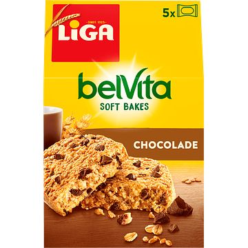 Foto van Liga belvita koeken soft bakes chocolade stukjes 5 stuks 250g bij jumbo