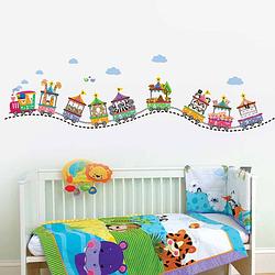 Foto van Walplus kids decoratie sticker - circus trein met dieren en nummers