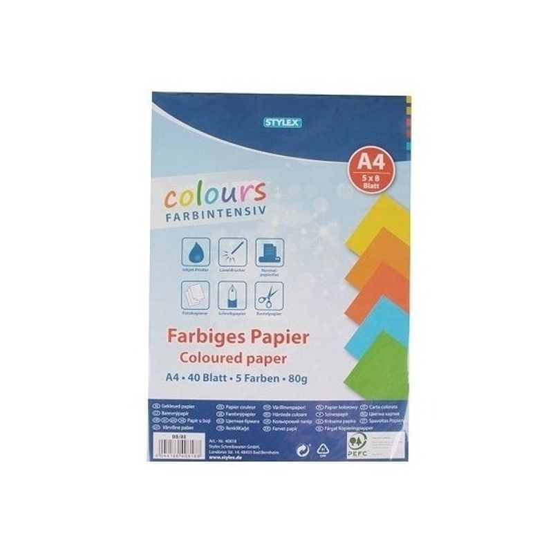 Foto van 120 velletjes gekleurd tekenpapier a4 - hobbypapier