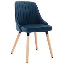 Foto van The living store set eetstoelen - fluweel - blauw - 50 x 55 x 88 cm