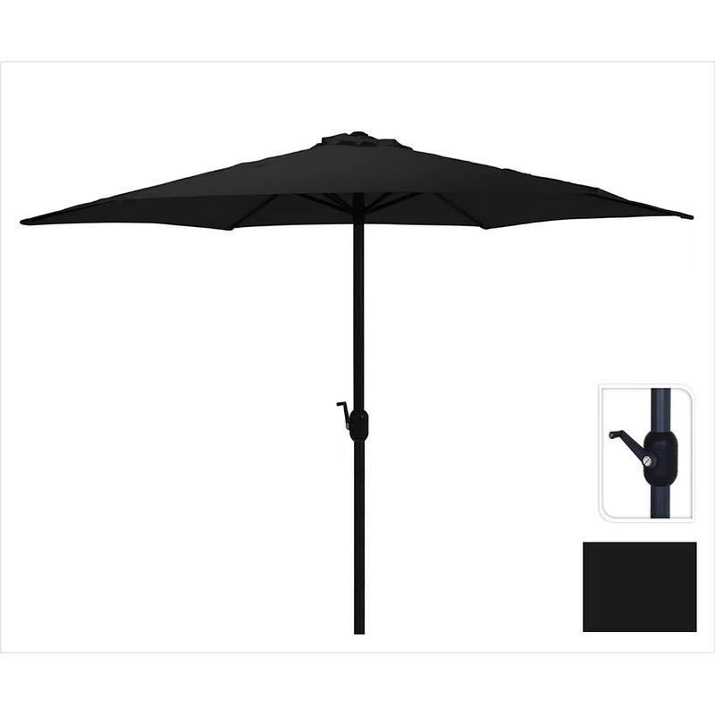 Foto van Parasol zwart ø300 cm voor tuin en terras met handig opdraaisysteem