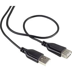 Foto van Renkforce usb-kabel usb 2.0 usb-a stekker, usb-a bus 1.00 m zwart supersoft-mantel rf-4080795