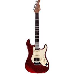 Foto van Mooer gtrs guitars standard 800 metal red intelligent guitar met gigbag