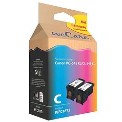 Foto van Wecare cartridge canon duopack zwart + kleur inkt zwart