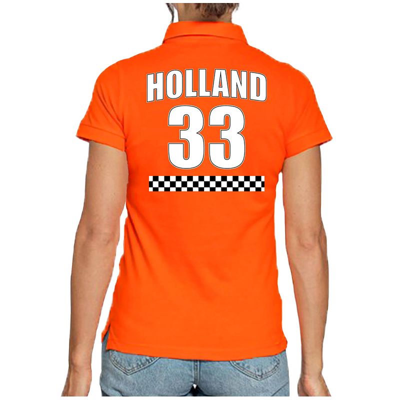 Foto van Holland race shirt met nummer 33 - nederland fan poloshirt / outfit voor dames xs - feestshirts