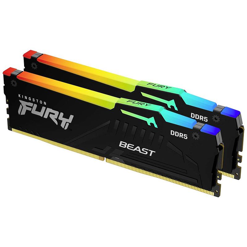 Foto van Kingston fury beast rgb werkgeheugenset voor pc ddr5 64 gb 2 x 32 gb non-ecc 5600 mhz 288-pins dimm cl36 kf556c36bbeak2-64