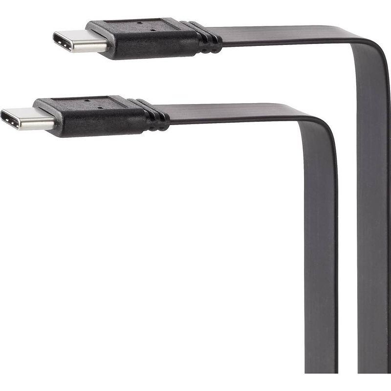 Foto van Renkforce usb-kabel usb 3.2 gen1 (usb 3.0 / usb 3.1 gen1) usb-c stekker, usb-c stekker 90.00 cm zwart zeer flexibel rf-3385678