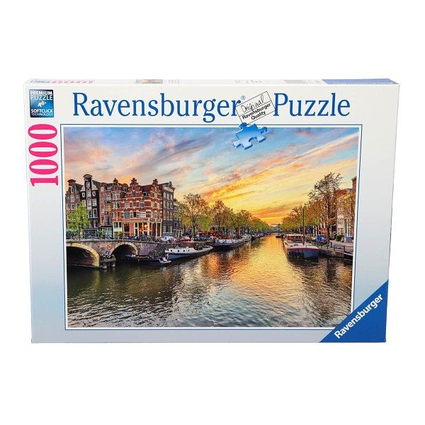 Foto van Ravensburger puzzel amsterdam grachtenoever 1000 stukjes