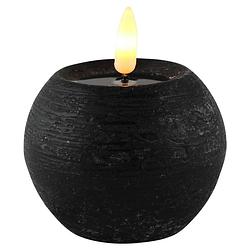 Foto van Magic flame led kaars/bolkaarsa - rond - zwart - d8 x h7,5 cm - led kaarsen