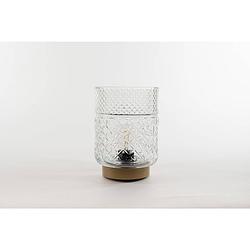 Foto van Lantern glass 12x17,5cm clear with golden base led bulb