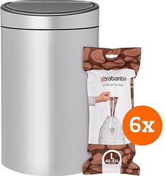 Foto van Brabantia touch bin 40 liter metallic grey + vuilniszakken (120 stuks)