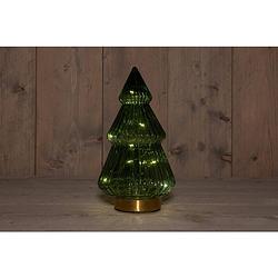 Foto van Anna'ss collection - b.o.t. tree glass 15x28,5 cm green with golden base 10led