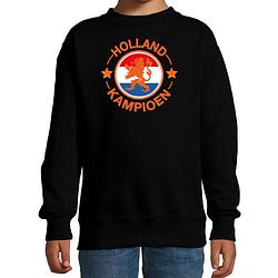 Foto van Holland kampioen met leeuw zwarte sweater / trui holland / nederland supporter ek/ wk voor kinderen 14-15 jaar (170/176)