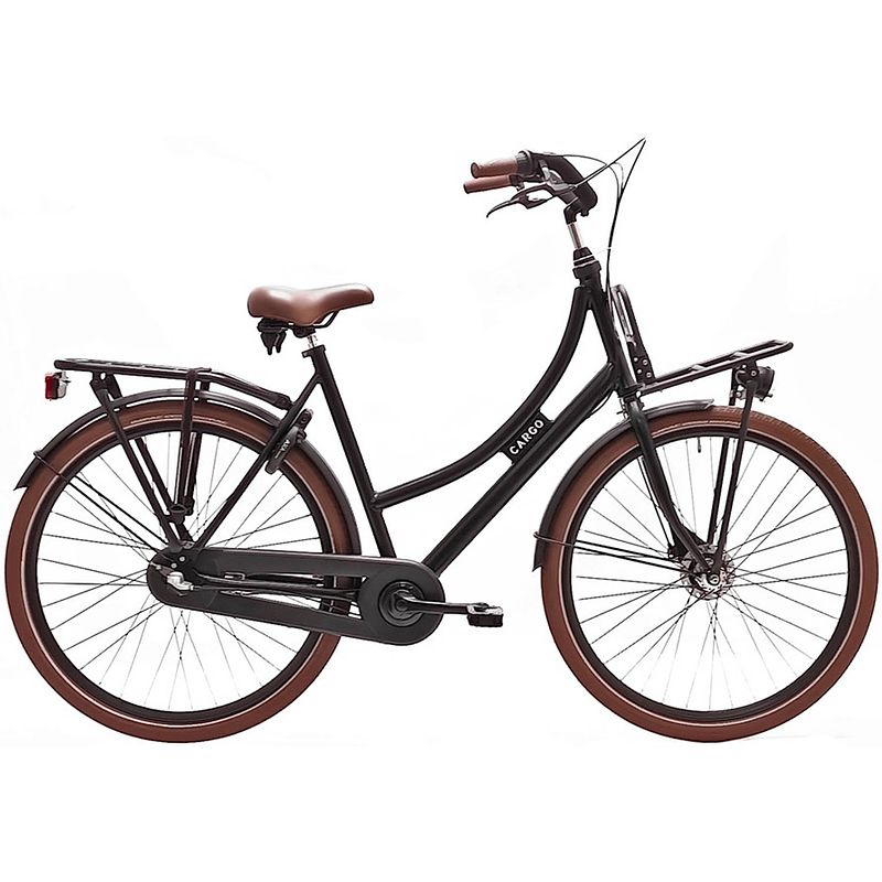 Foto van Avalon cargo transportfiets dames 28 inch 50 cm dames 3v rollerbrake matzwart