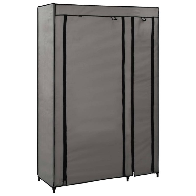 Foto van The living store opvouwbare klerenkast - grijs - 110 x 45 x 175 cm - ruimtebesparend - stalen buizen