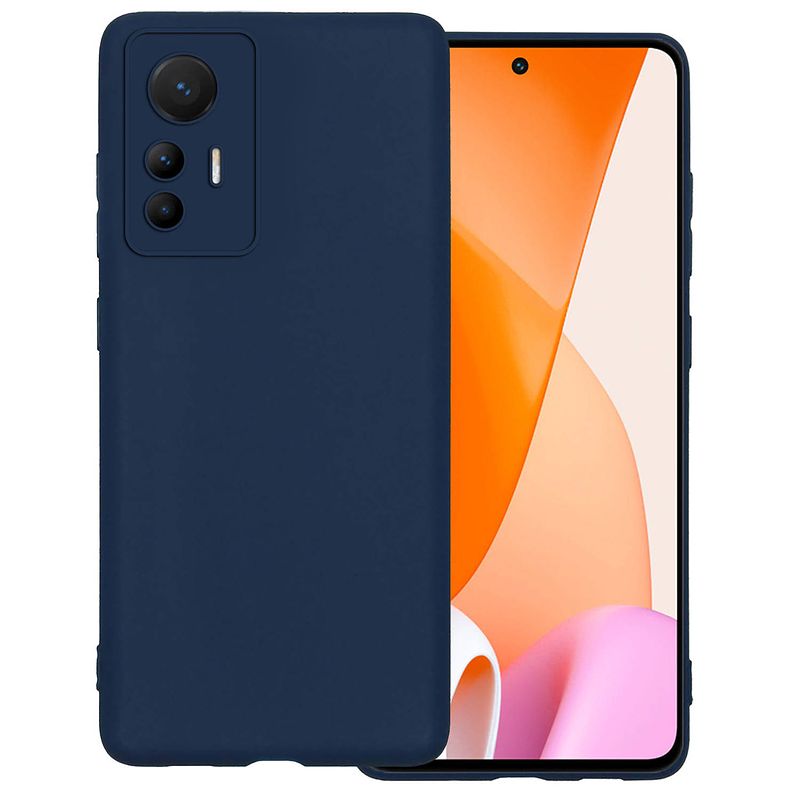 Foto van Basey xiaomi 12 lite hoesje siliconen back cover case - xiaomi 12 lite hoes silicone case hoesje - donker blauw