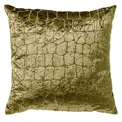 Foto van Dutch decor - colette - kussenhoes 45x45 cm - velours - luxe kroko print - olive branch - groen