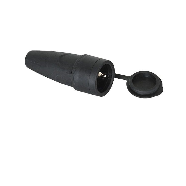 Foto van Showtec rubber schuko connector female 230v zwart