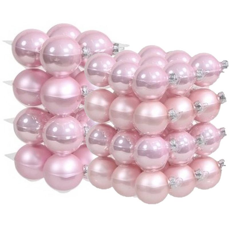 Foto van 52x stuks roze glazen kerstballen 6 en 8 cm mat/glans - kerstbal