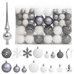 Foto van Vidaxl 111-delige kerstballenset polystyreen wit en grijs