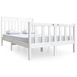 Foto van Vidaxl bedframe massief hout wit 120x190 cm 4ft small double