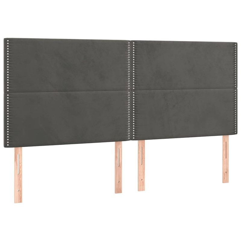 Foto van The living store hoofdbord klassiek donkergrijs - 200 x 5 x 118/128 cm - fluweel - verstelbaar