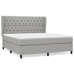 Foto van The living store boxspringbed - lichtgrijs - 203 x 163 x 118/128 cm - pocketvering matras - middelharde ondersteuning -