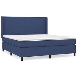 Foto van The living store boxspringbed - comfort - bed - 203 x 163 x 118/128 cm - blauw - stof (100% polyester) - massief