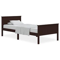 Foto van The living store bedframe grenenhout - eenpersoonsbed - 208 x 98 x 77 cm - donkerbruin