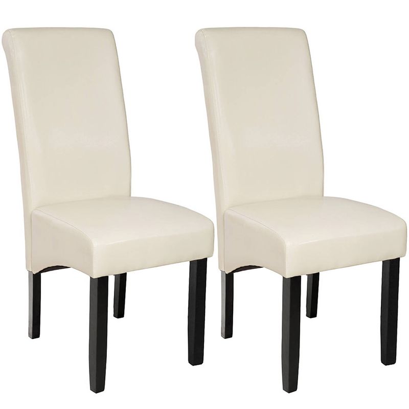 Foto van Tectake - 2x eetkamerstoel eetkamerstoelen set creme - 401295