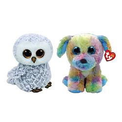 Foto van Ty - knuffel - beanie boo's - owlette owl & max dog