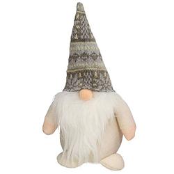 Foto van Pluche gnome/dwerg/kabouter decoratie pop/knuffel kleding creme en muts 26 x 11 cm - knuffelpop
