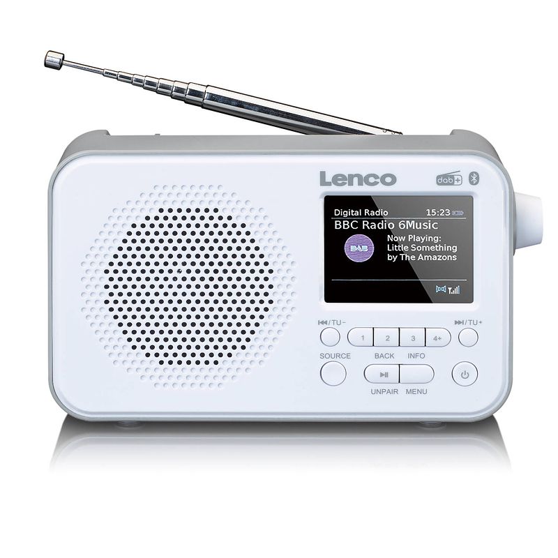 Foto van Dab+ fm radio met bluetooth lenco pdr-035wh wit-grijs