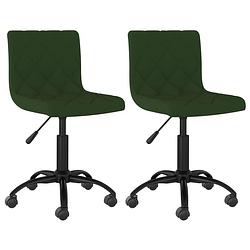 Foto van The living store eetkamerstoelen draaibaar - donkergroen fluweel - gepoedercoat staal - 40x43x(76-87.5)cm