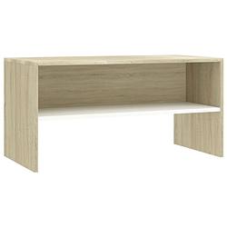 Foto van The living store vintage tv-meubel - 80 x 40 x 40 cm - wit en sonoma eiken - bewerkt hout