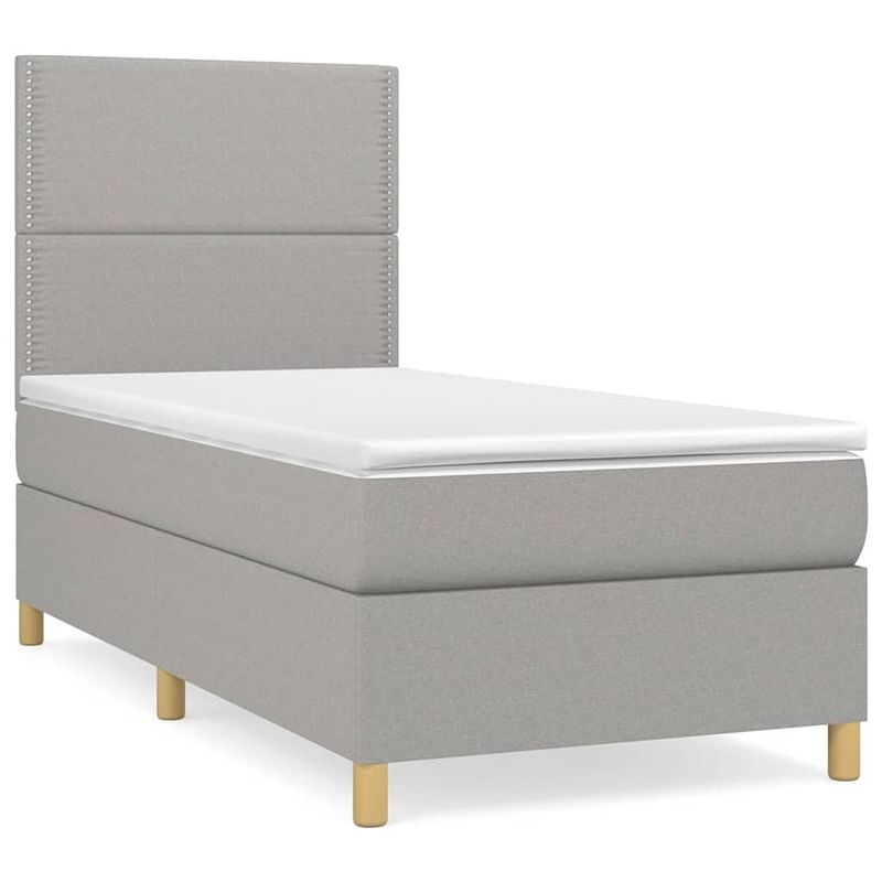 Foto van The living store boxspringbed - comfort - bed - 203x100x118/128 cm - lichtgrijs