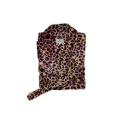 Foto van Linnick flanel fleece badjas leopard - bruin - xl