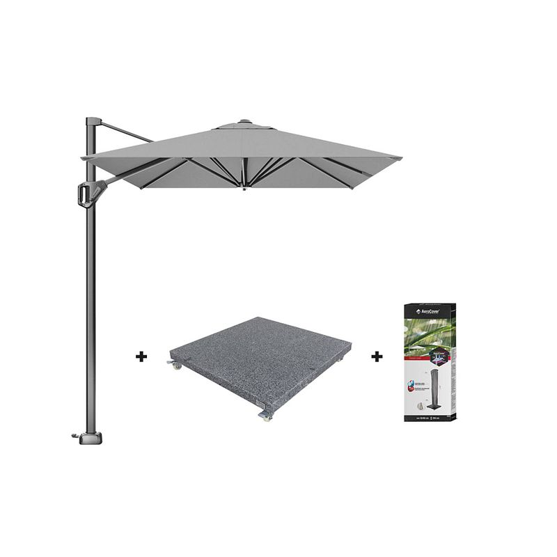 Foto van Platinum voyager zweefparasol t1 3x2 m. - light grey met voet en hoes