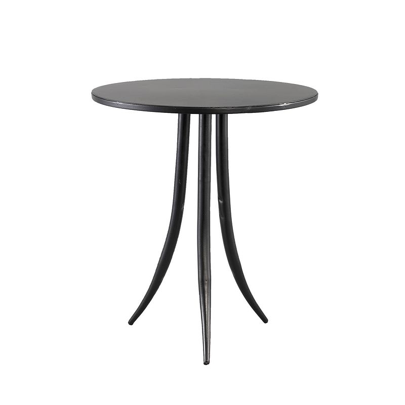 Foto van Ptmd maeve black metal sidetable with three feet round