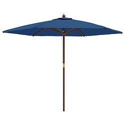 Foto van Vidaxl parasol met houten paal 299x240 cm azuurblauw