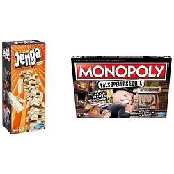 Foto van Spellenbundel - 2 stuks - jenga & monopoly valsspelerseditie