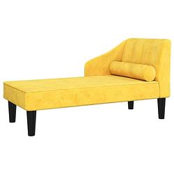 Foto van The living store chaise longue - fluweel - geel - 120x57x63 cm - elegant design