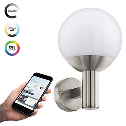 Foto van Eglo connect.z nisia-z smart wandlamp buiten- e27 - 31,5 cm - grijs/wit - instelbaar rgb & wit licht - dimbaar - zigbee