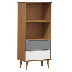 Foto van The living store molde boekenkast - 60 x 35 x 133.5 cm - massief grenenhout - uv-vernis