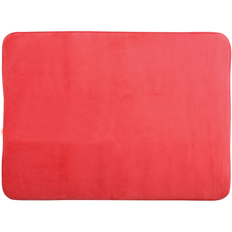 Foto van Msv badkamerkleedje/badmat tapijt - voor op de vloer - rood - 50 x 70 cm - badmatjes